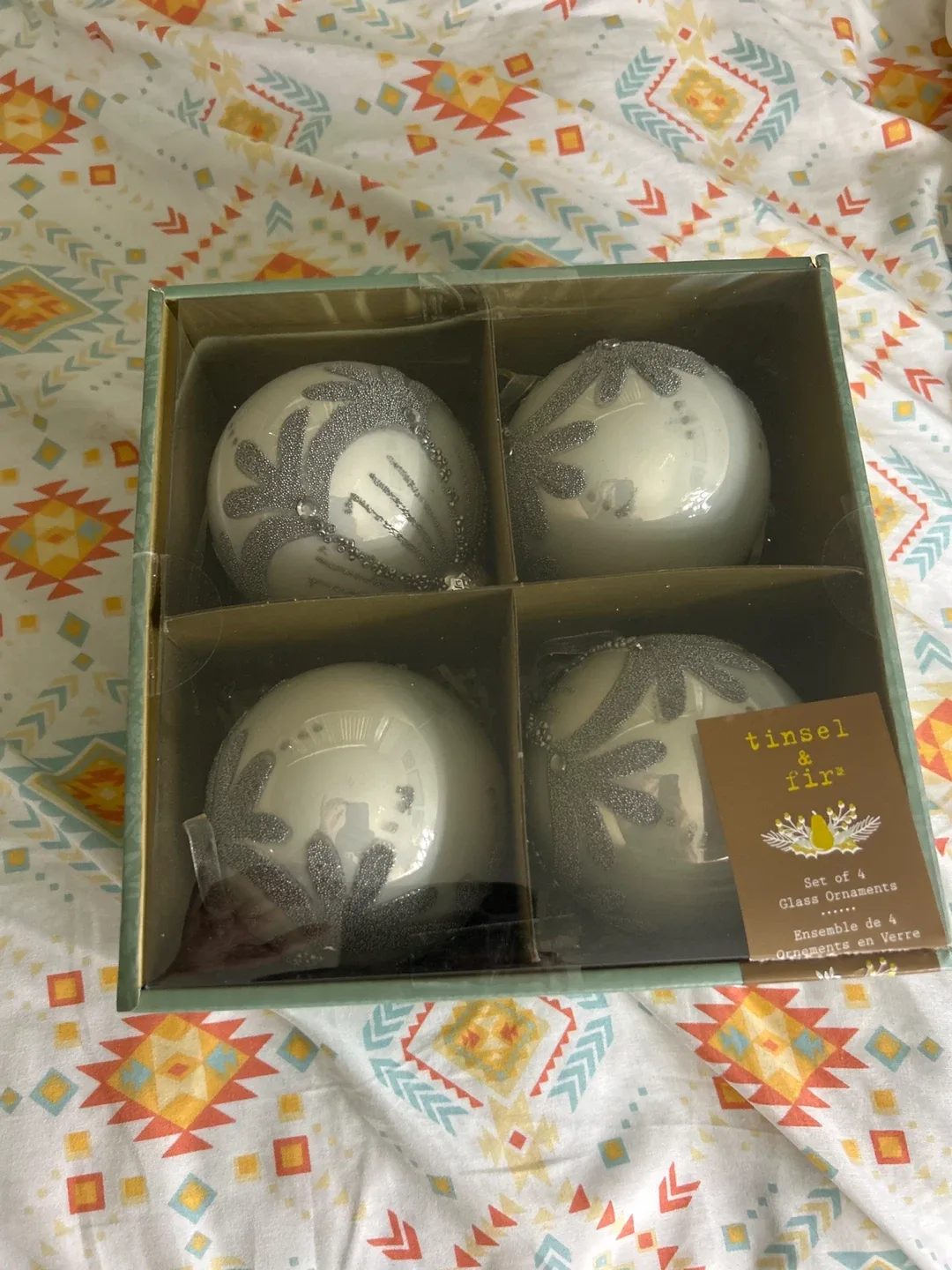 Tinsel & Fir Set of 4 Glass Ornaments #cleanout