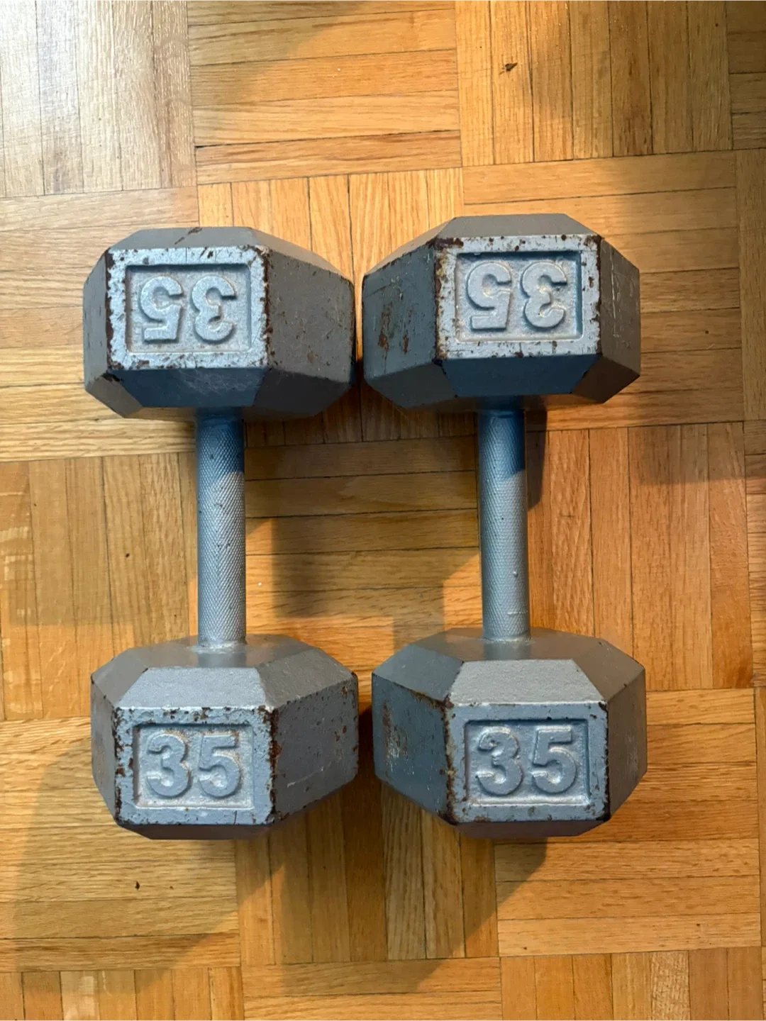 Two 35 lb Dumbbells - Looking to Trade for 25 lb ones