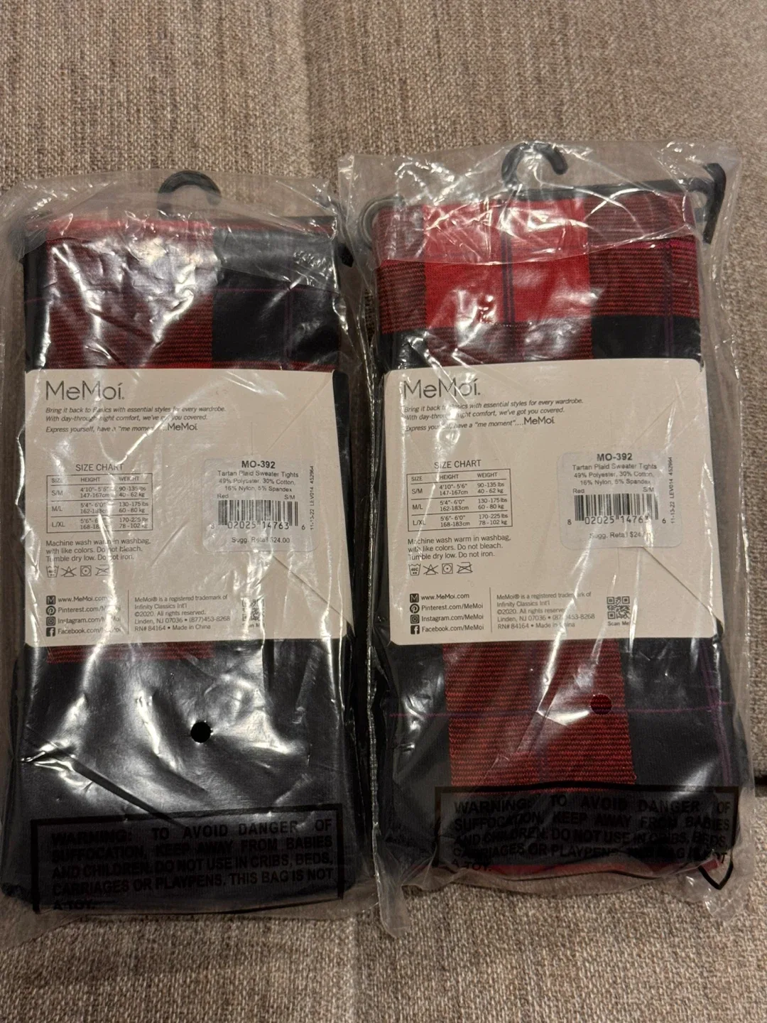 PINK PANTHERESS MeMoi Tartan Plaid Sweater Tights S/M Red image indicator(2)