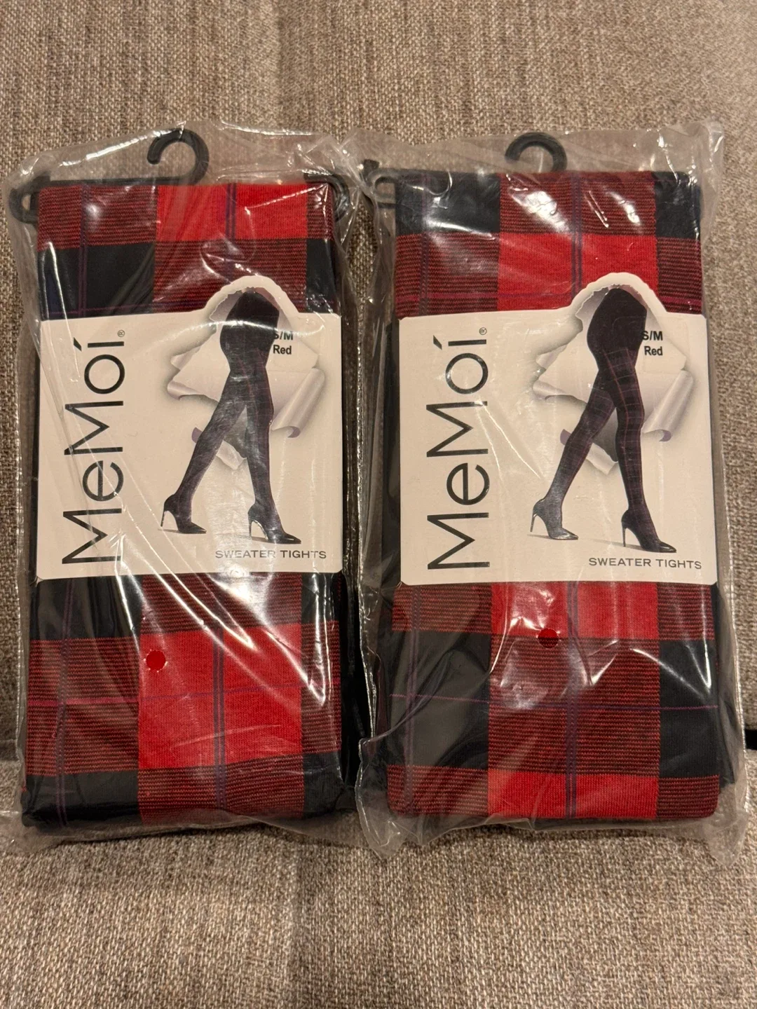 PINK PANTHERESS MeMoi Tartan Plaid Sweater Tights S/M Red