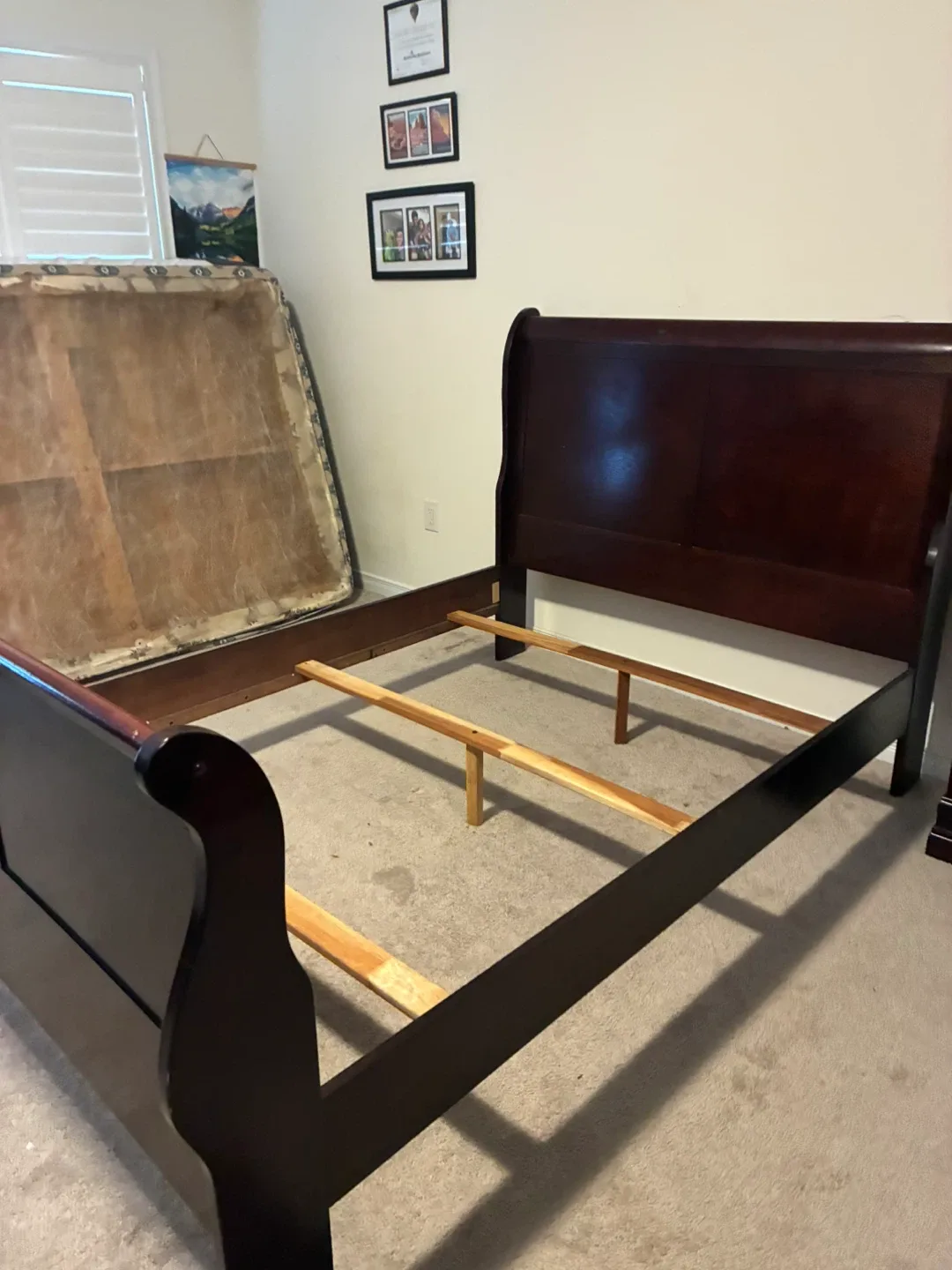 Dark Wood Sleigh Bed Frame (double ) image indicator(2)