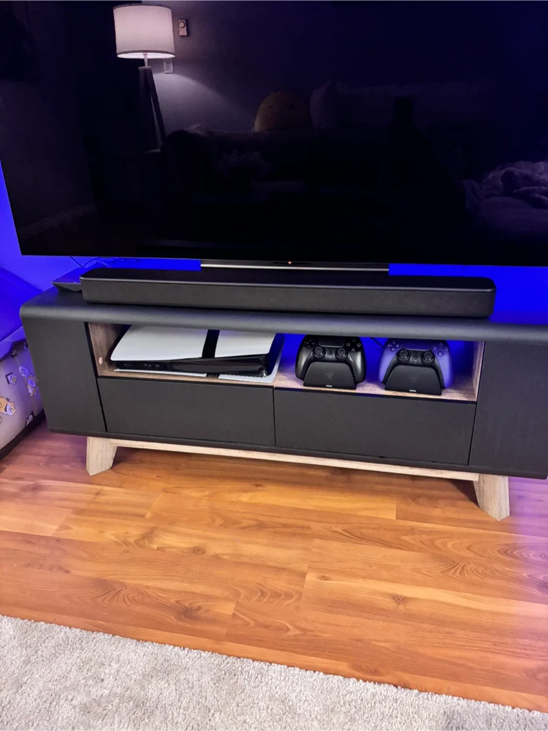 Black TV Stand with Storage image indicator(3)