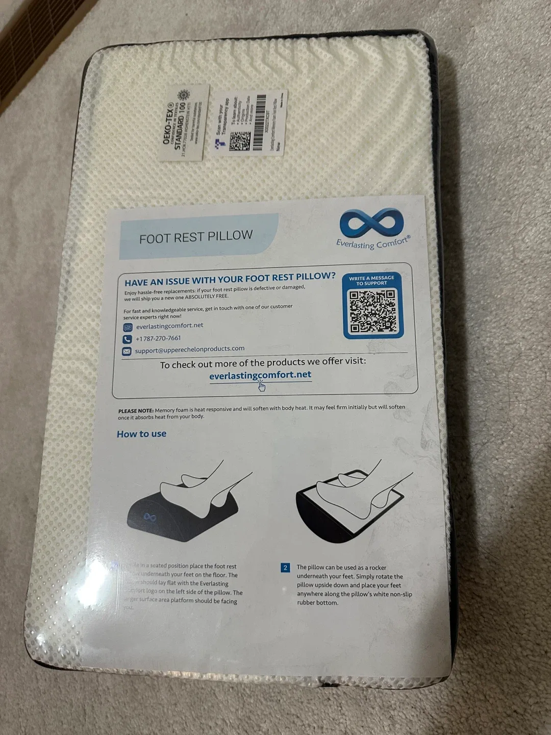 Everlasting Comfort Foot Rest Pillow - New in Package!