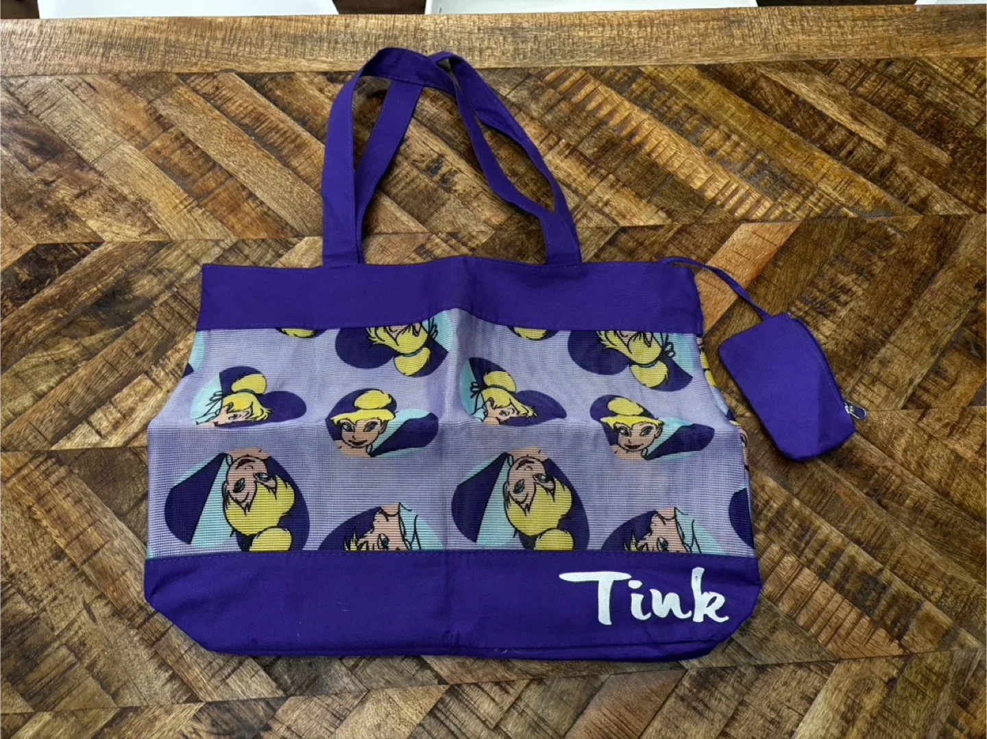 Tinkerbell Purple Tote Bag with Pouch