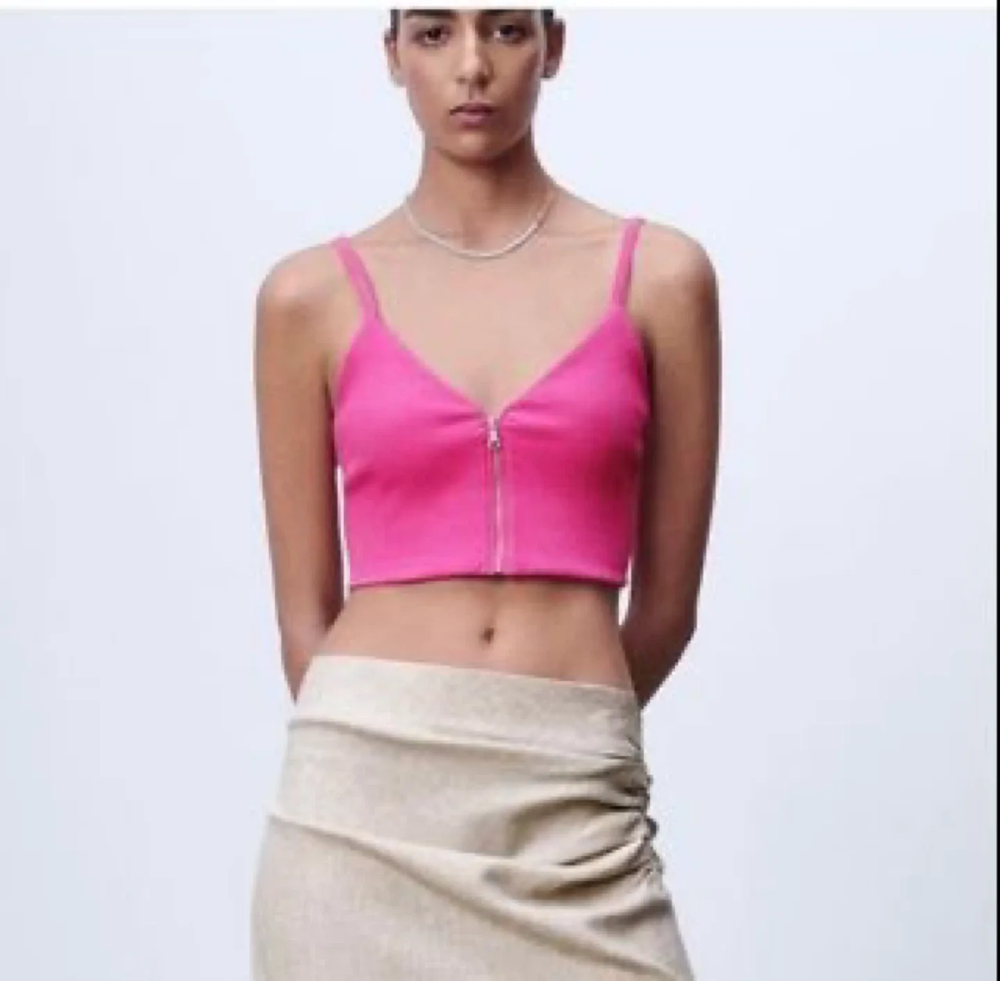 Zara Pink Ribbed Crop Top with Zipper #Cleanout