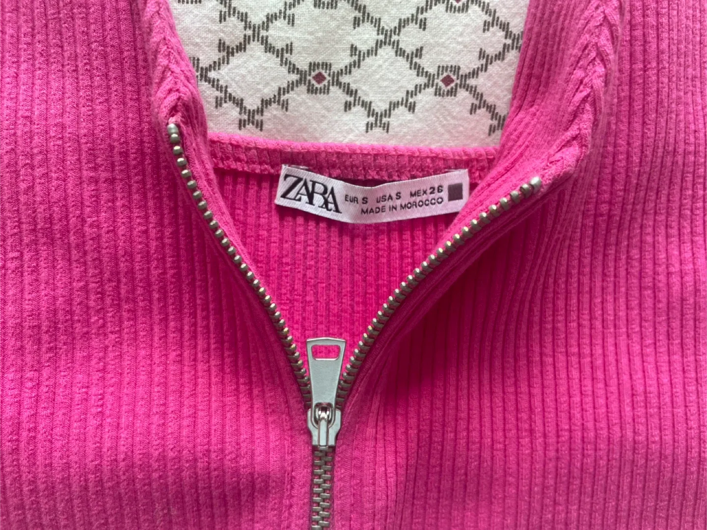 Zara Pink Ribbed Crop Top with Zipper #Cleanout image indicator(6)