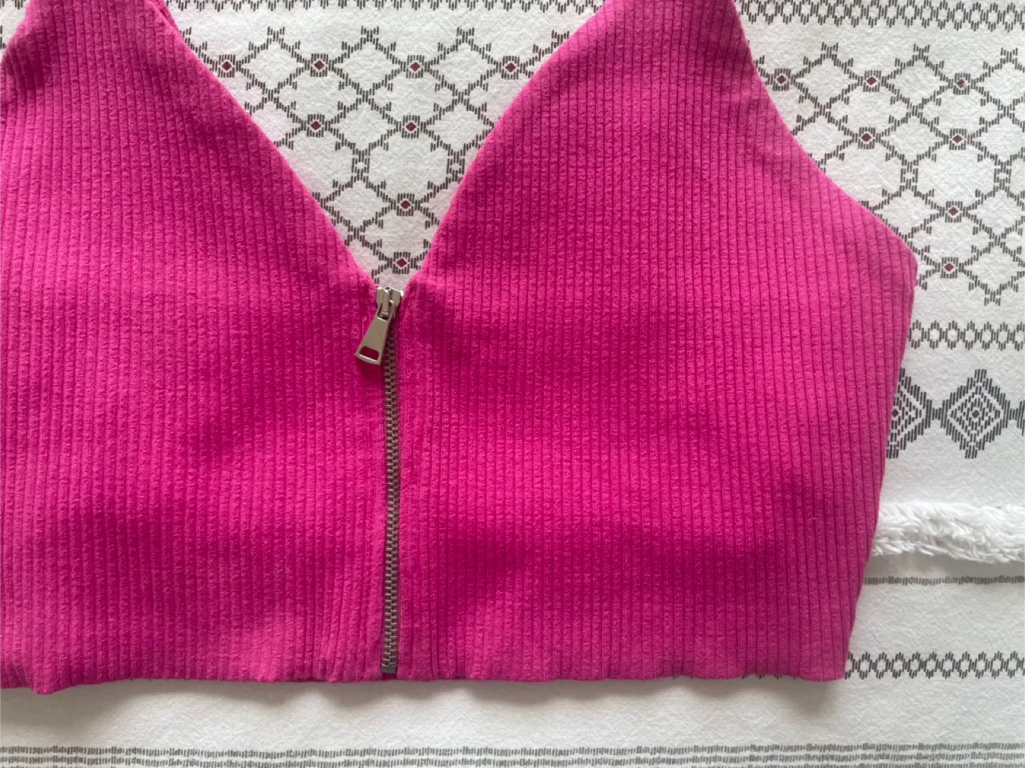 Zara Pink Ribbed Crop Top with Zipper #Cleanout image indicator(5)