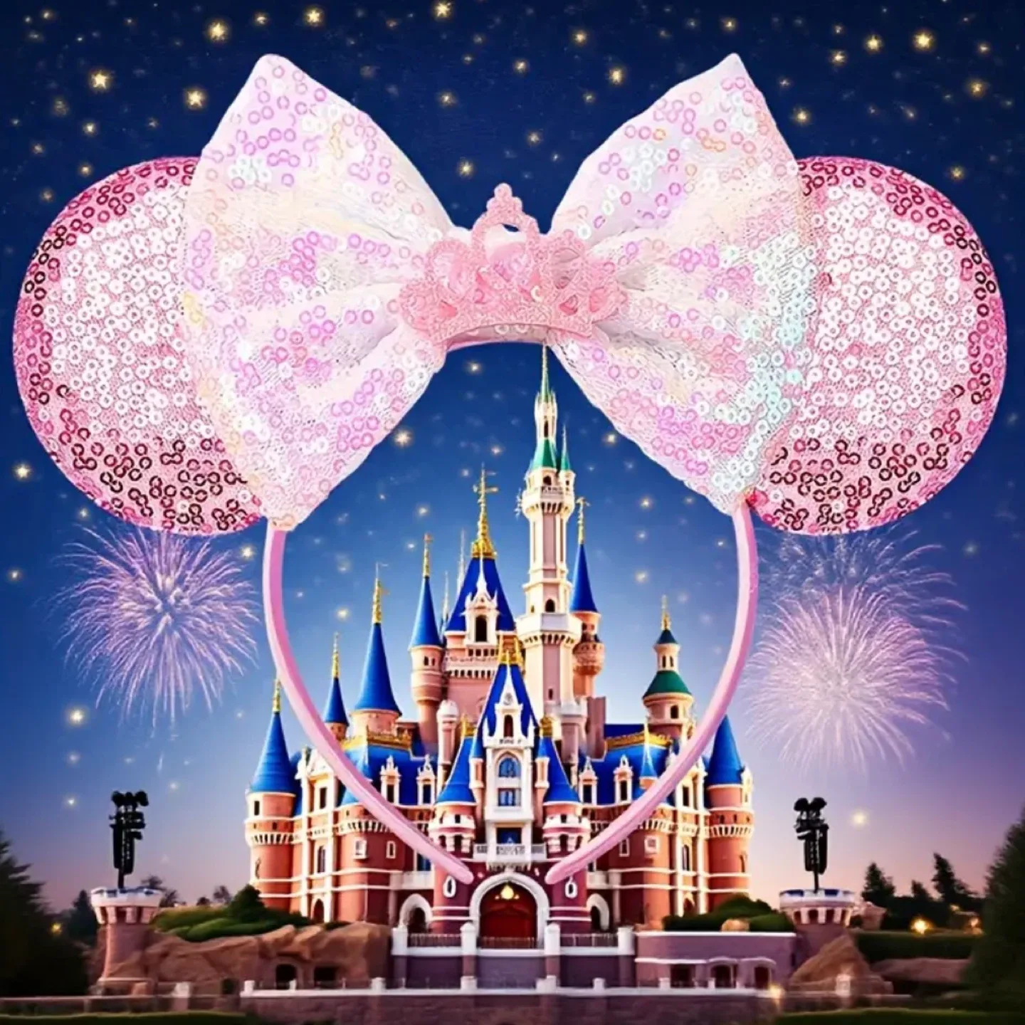 $15 for both!! Sequin Minnie Mouse Ears Headband (Pink and Blue) image indicator(2)