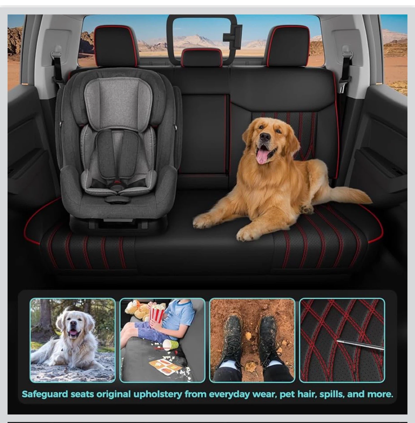 FEINEPRO Ford Ranger Seat Covers (Black/Red) - photo 3