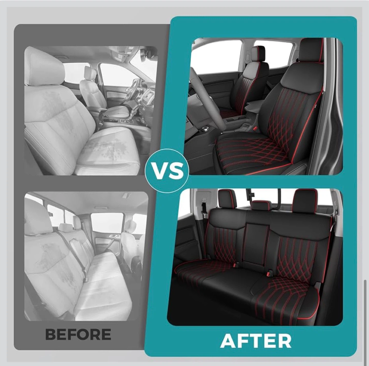 FEINEPRO Ford Ranger Seat Covers (Black/Red) - photo 5