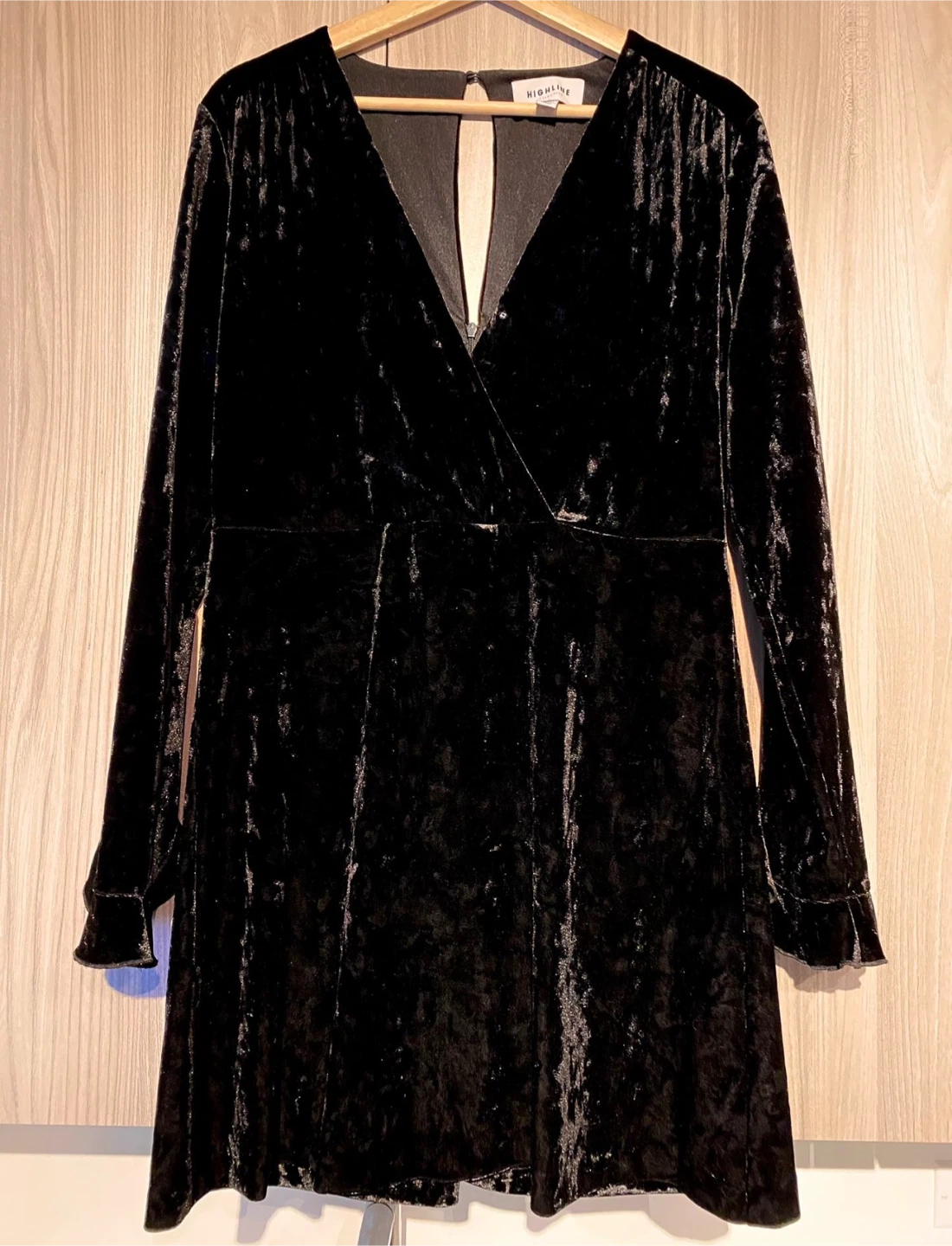Highline Collective Black Velvet Dress - Size L - photo 2