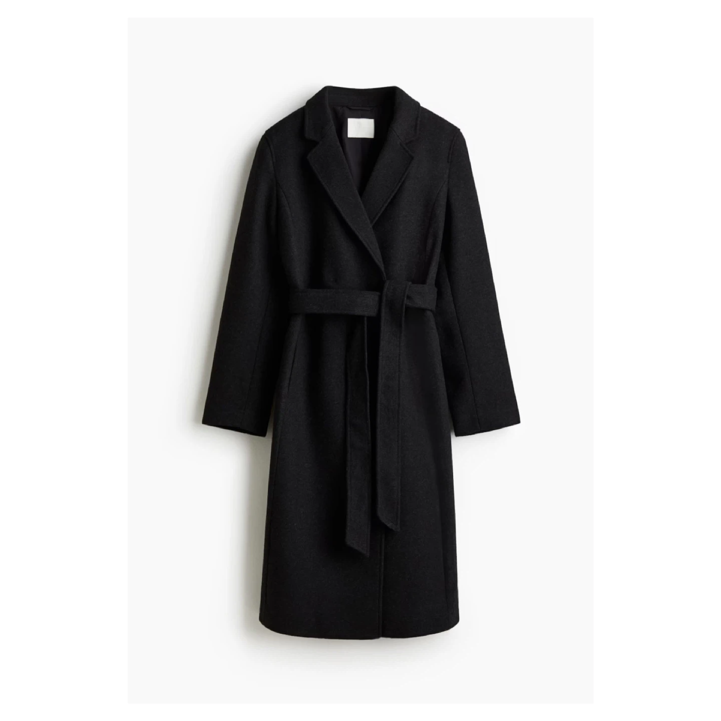 H&M Black Tie-Belt Coat - Size XS