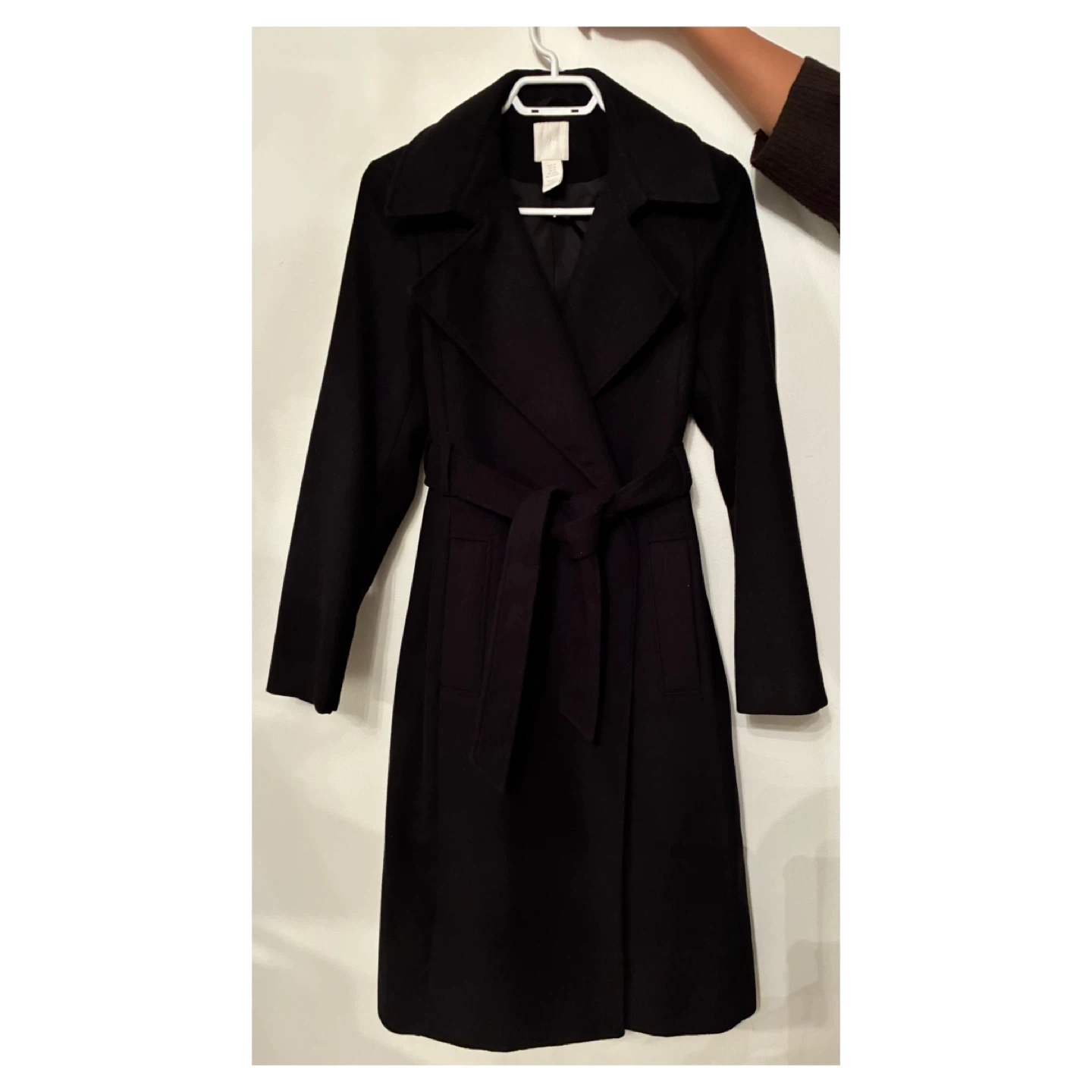 H&M Black Tie-Belt Coat - Size XS - photo 2