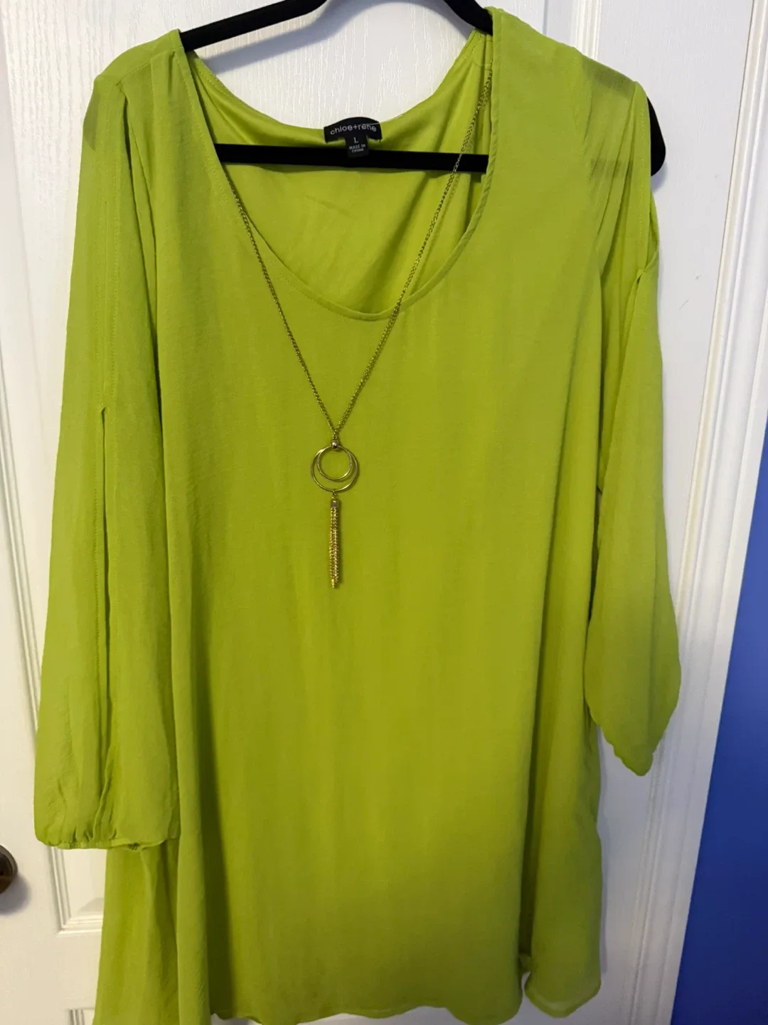 Chloe + Rene Green Tunic Dress - Size L #Cleanout