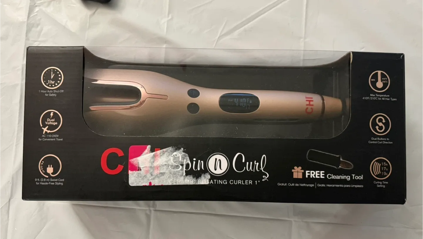 New! CHI Spin N Curl Ceramic Rotating Curler 1"