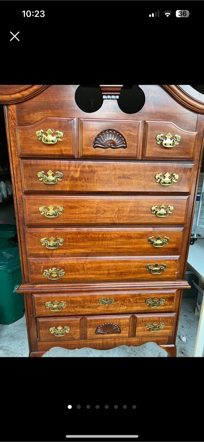 Wooden Dresser with Brass Handles