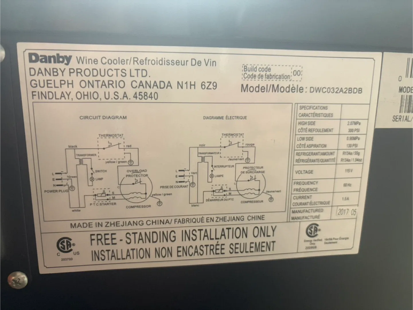 Danby Wine Cooler - Model DWC032A2BDB image indicator(5)