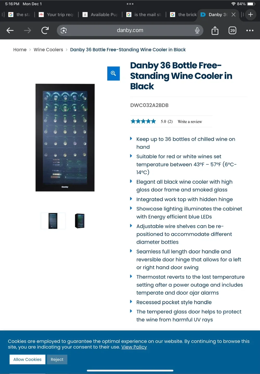 Danby Wine Cooler - Model DWC032A2BDB image indicator(6)