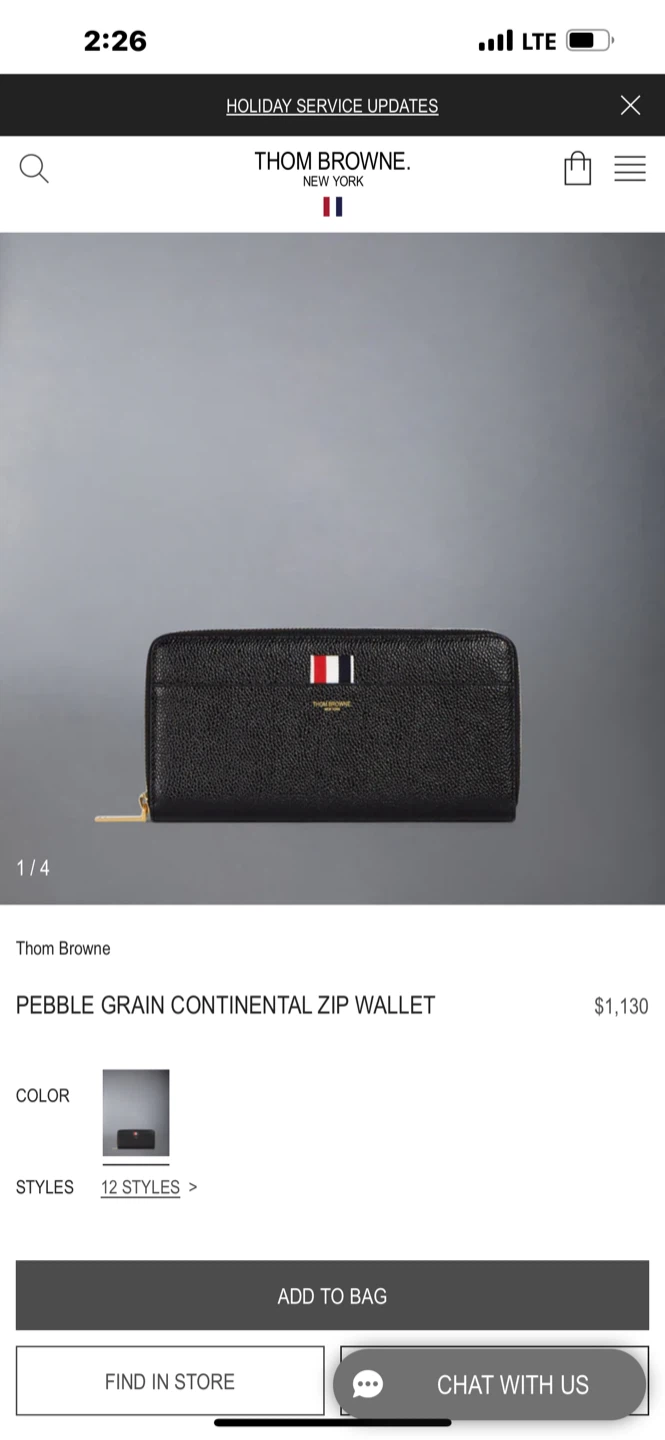 Thom Browne Black Leather Zip Around Wallet - photo 3