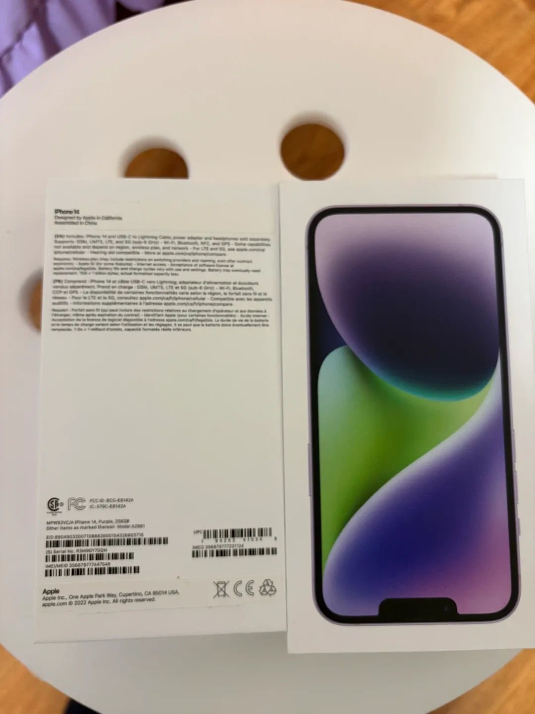 Apple iPhone 14 Purple 256GB with Accessories image indicator(2)