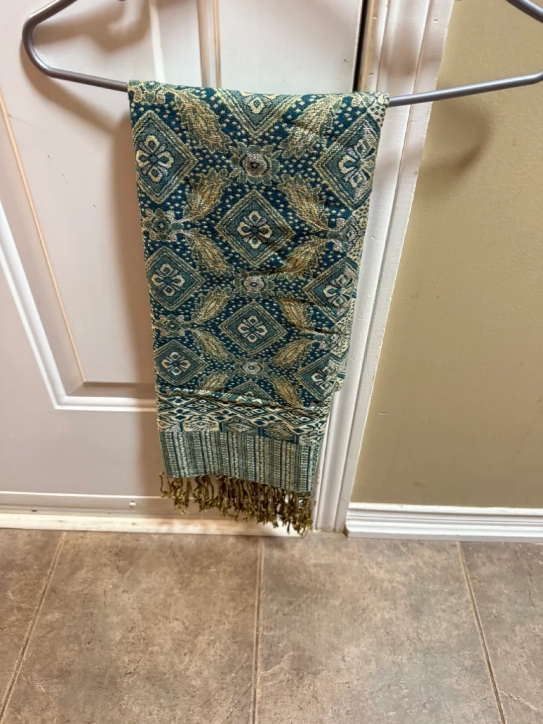 Patterned Scarf - Teal & Gold #Cleanout
