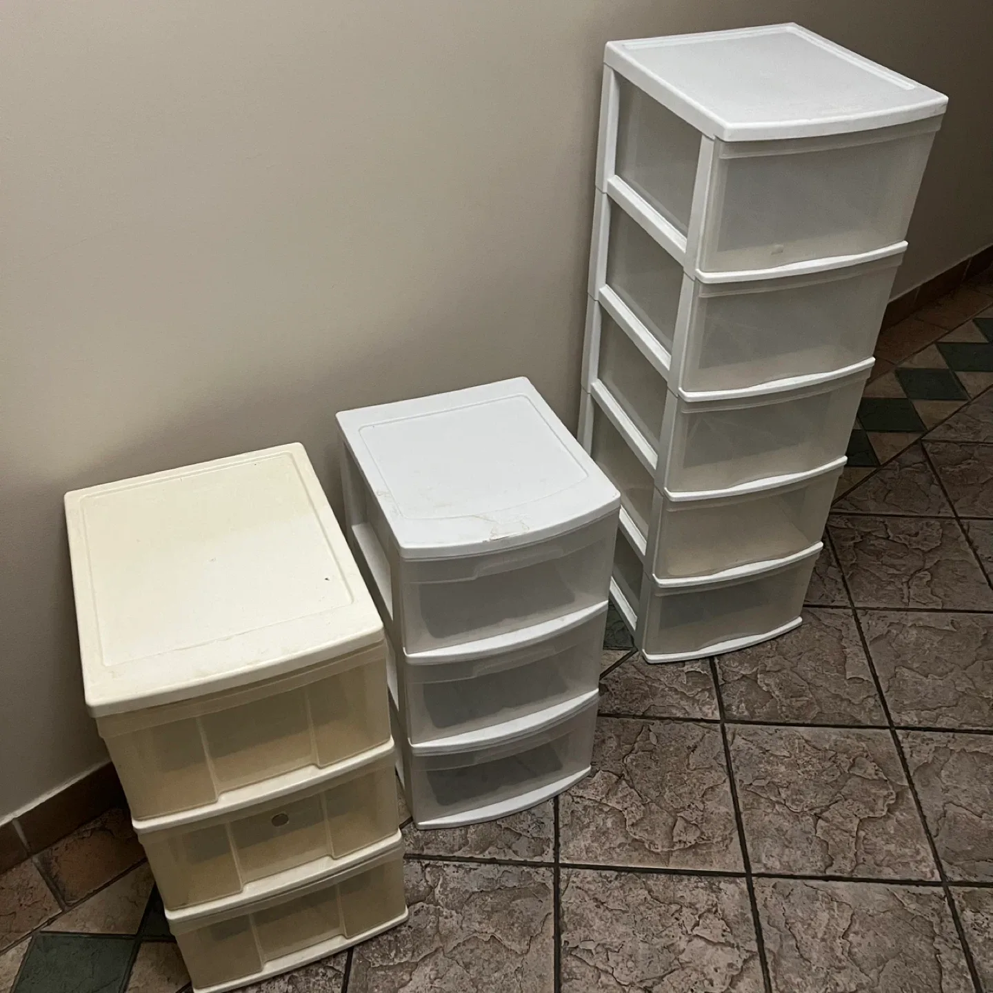 Plastic Drawer Storage Units - Set of 3