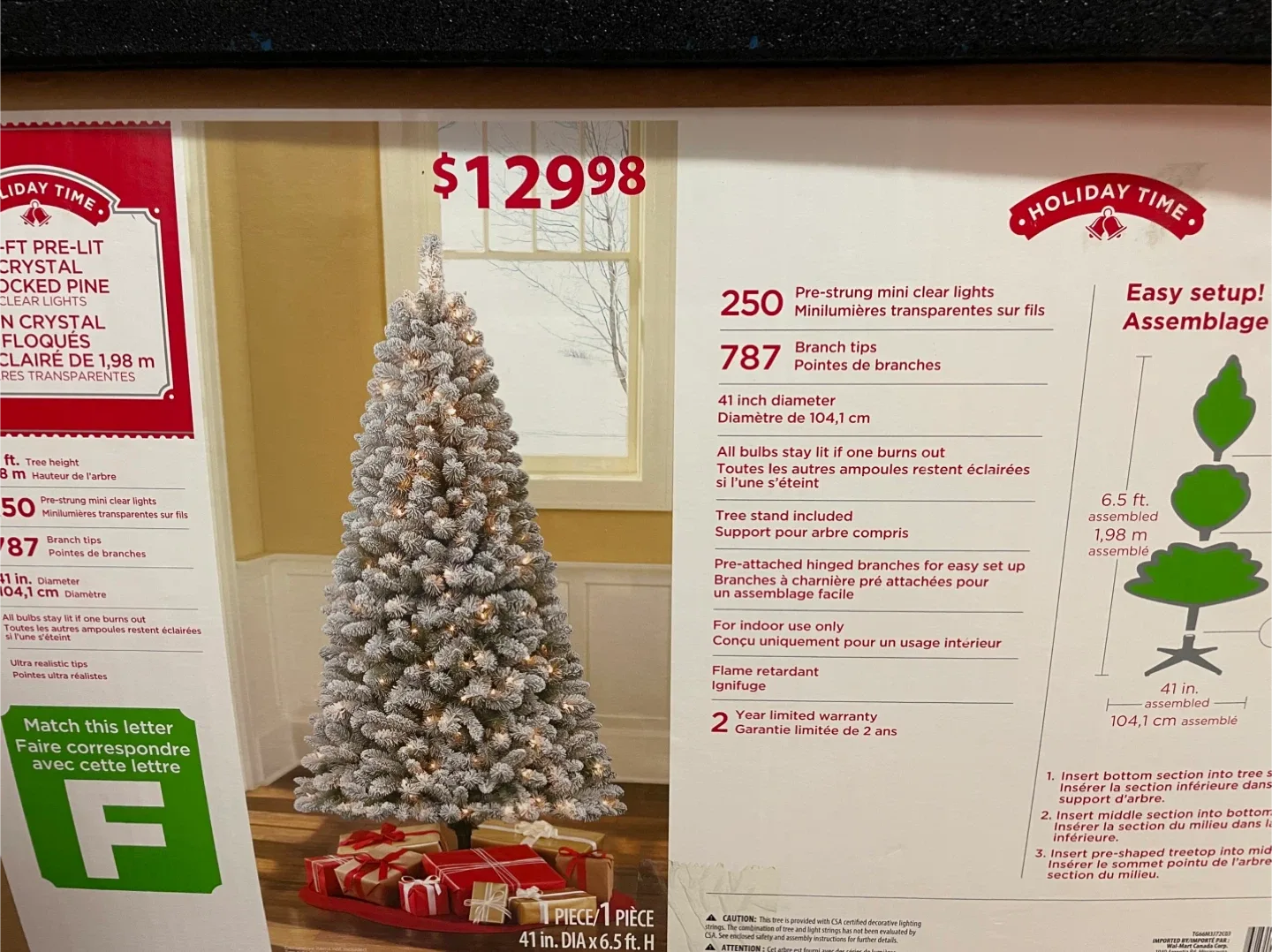 Holiday Time 6.5ft Pre-Lit Crystal Flocked Pine Tree