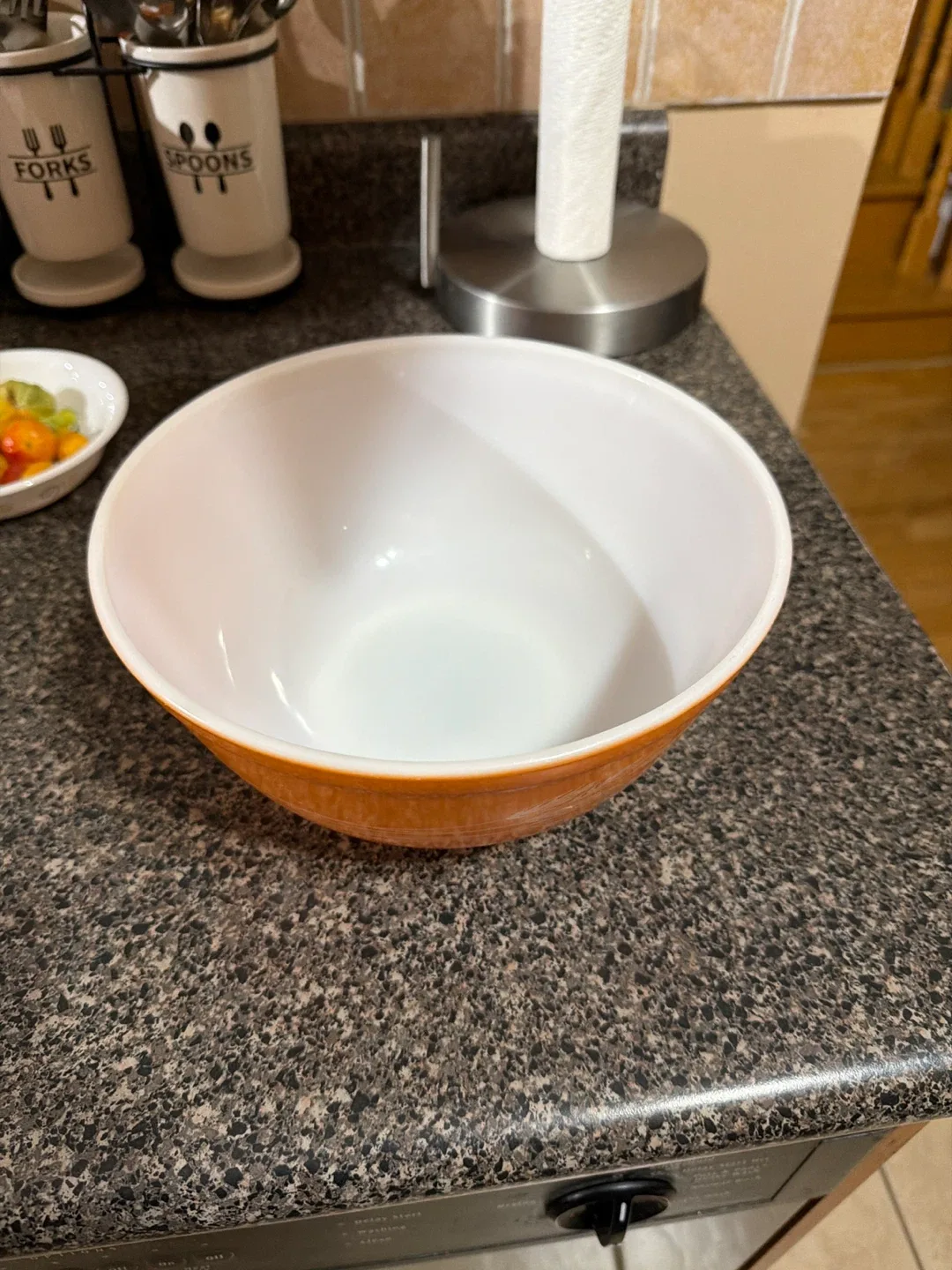 Orange and White Mixing Bowl