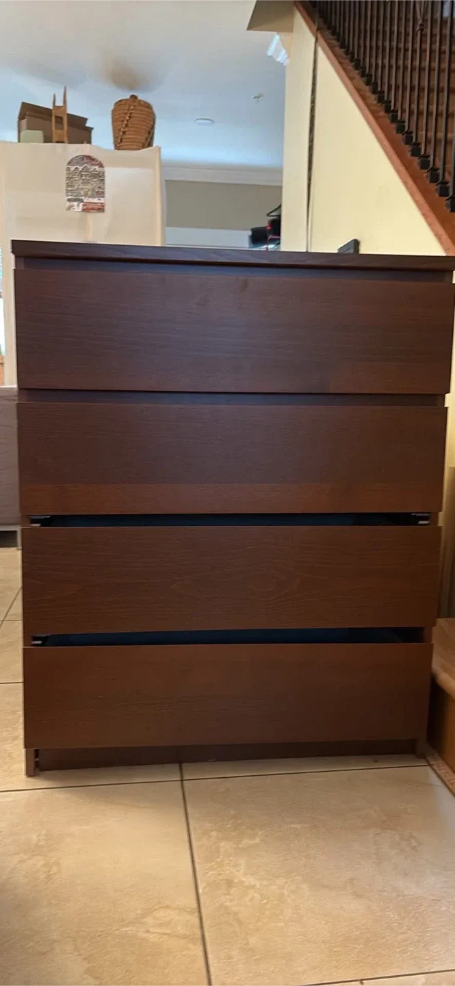 Brown Wood 4-Drawer Dresser