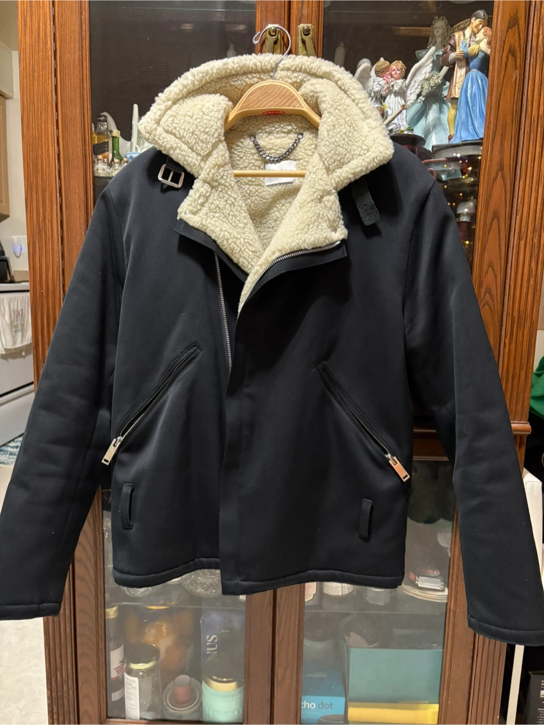 Sandro Paris Aviator Style Shearling Jacket