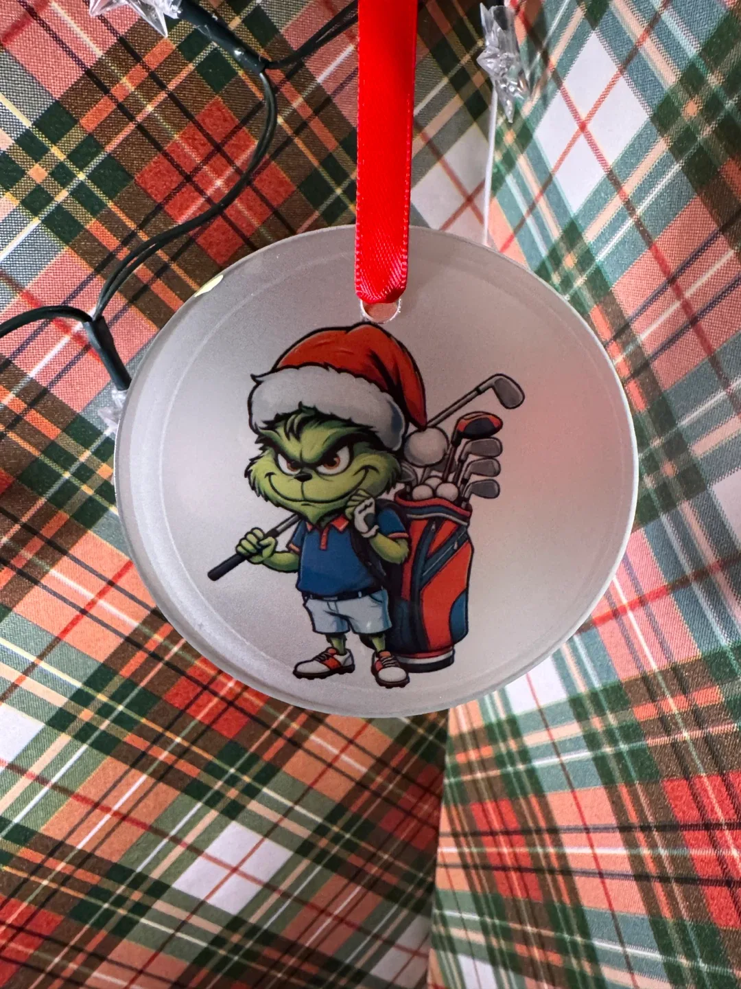 Grinch Golf Christmas Ornament