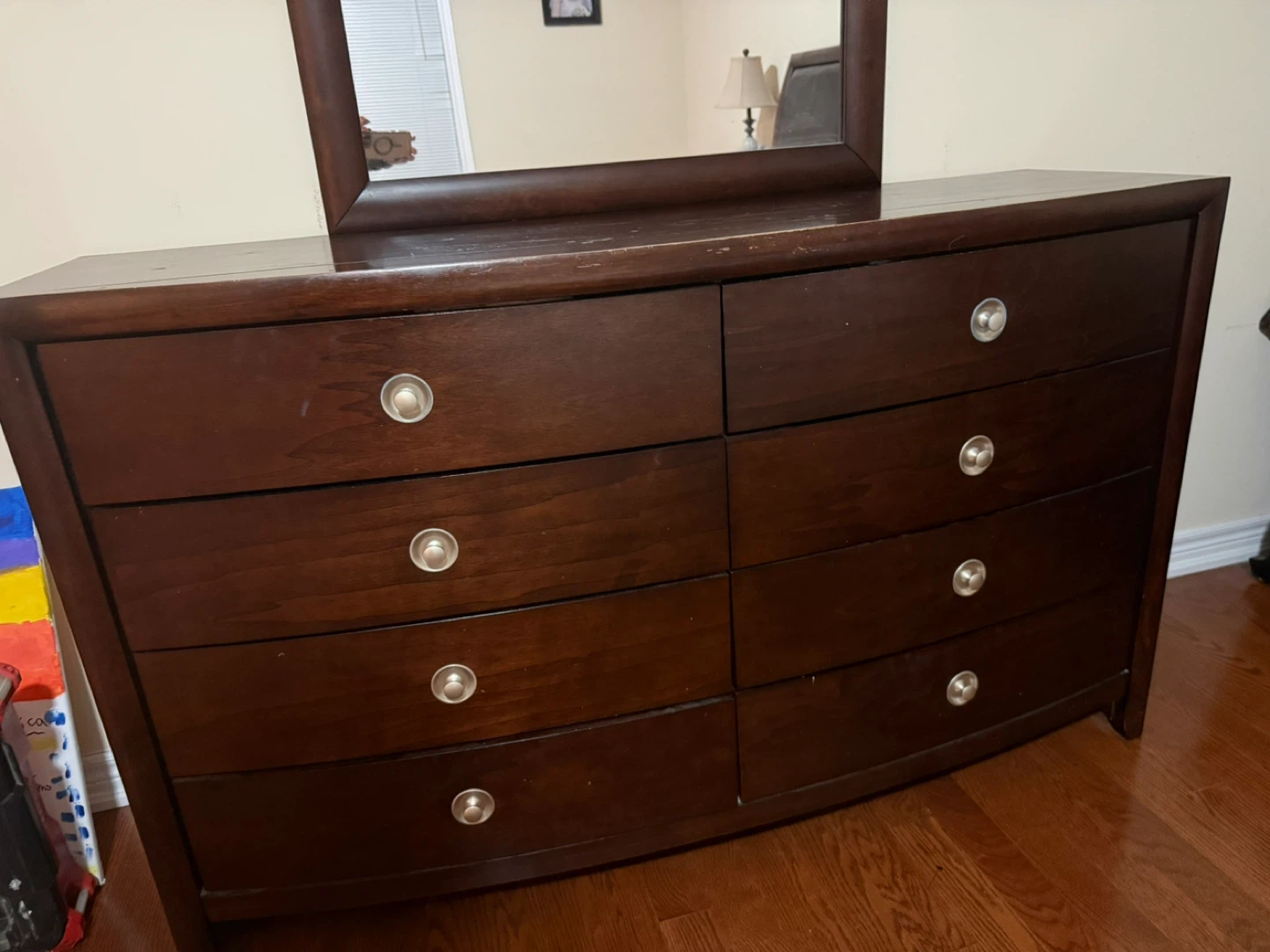 Bedroom Set - Bed frame , mattress,Dresser, Mirror, Nightstand - photo 2