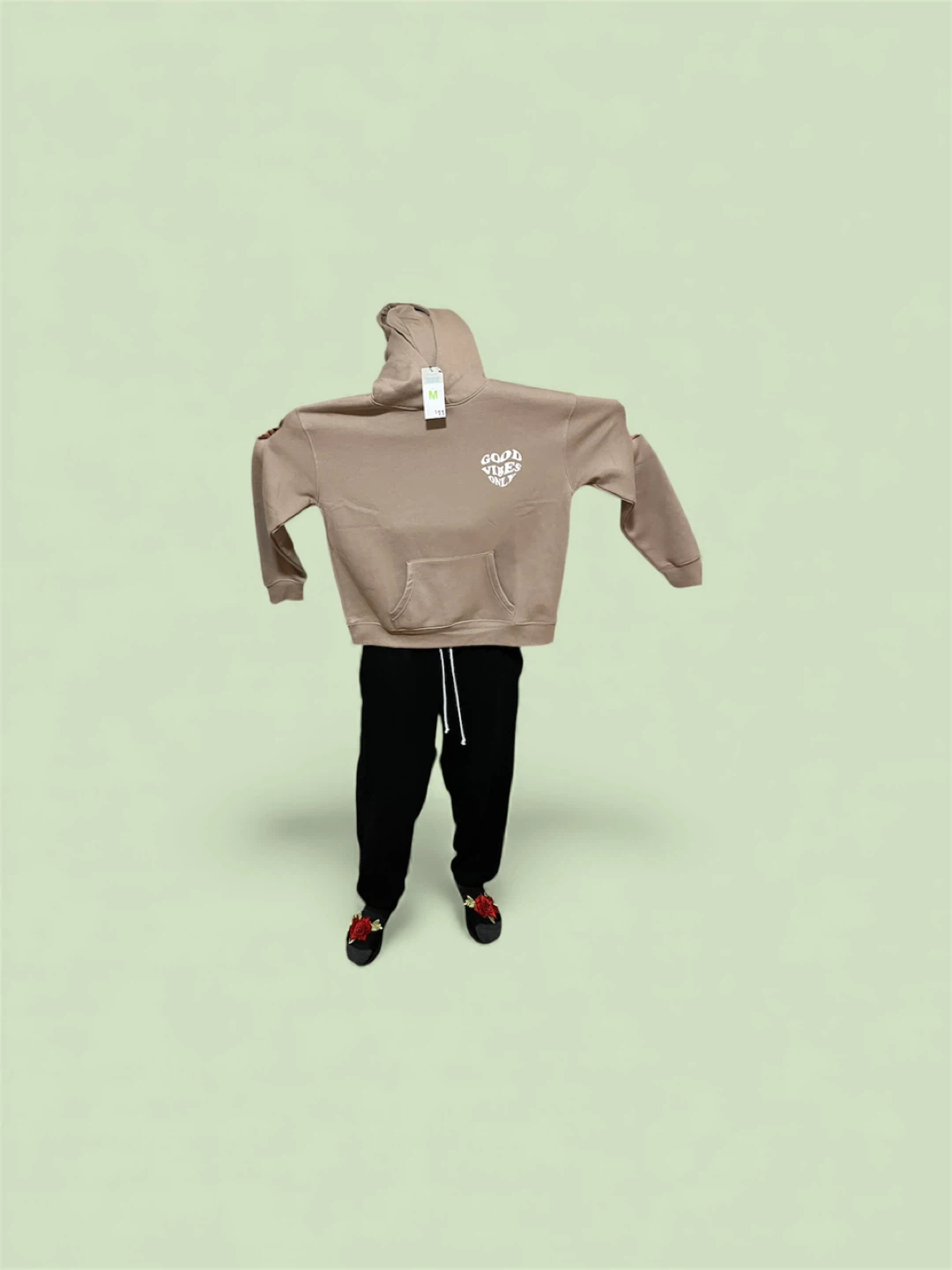 Beige Hoodie - Size M - Good Vibes Only