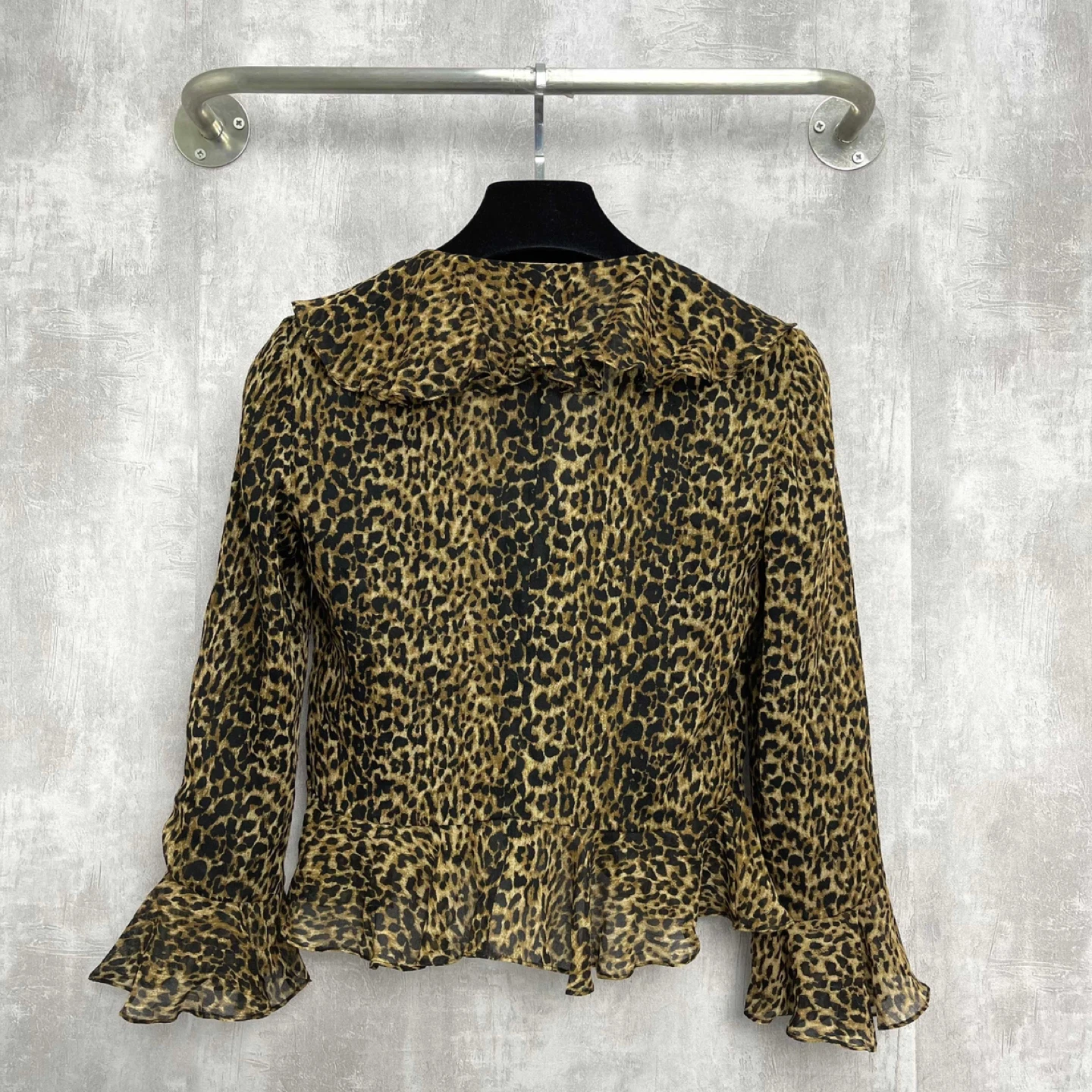 Saint Laurent Leopard Print Ruffle Blouse - photo 3