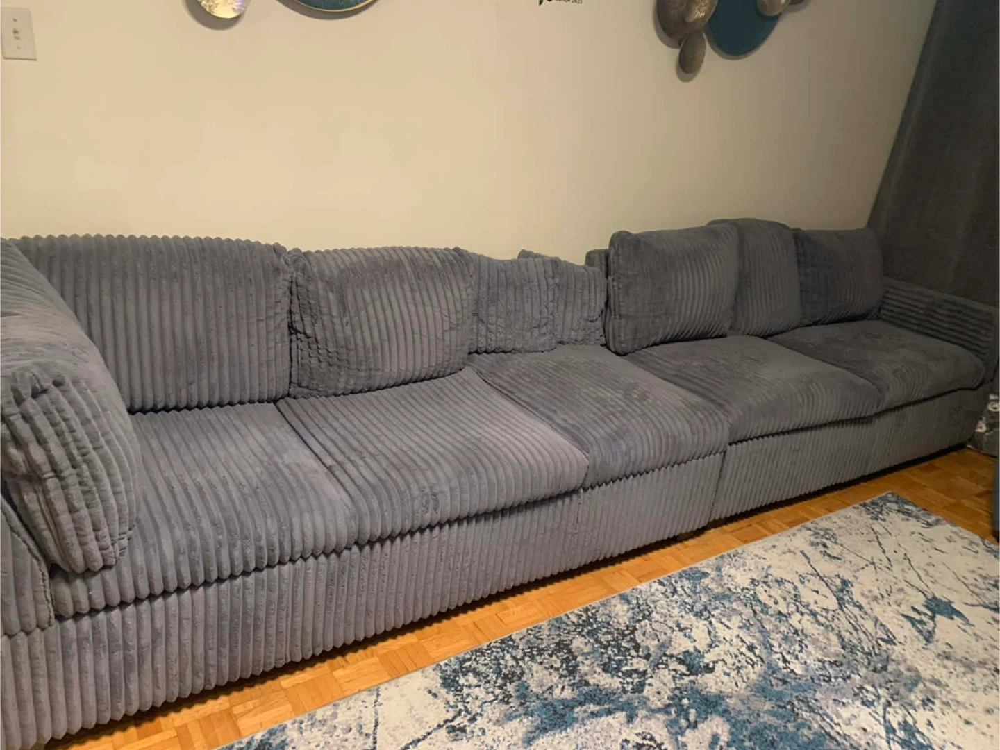 Grey Corduroy Sectional Sofa