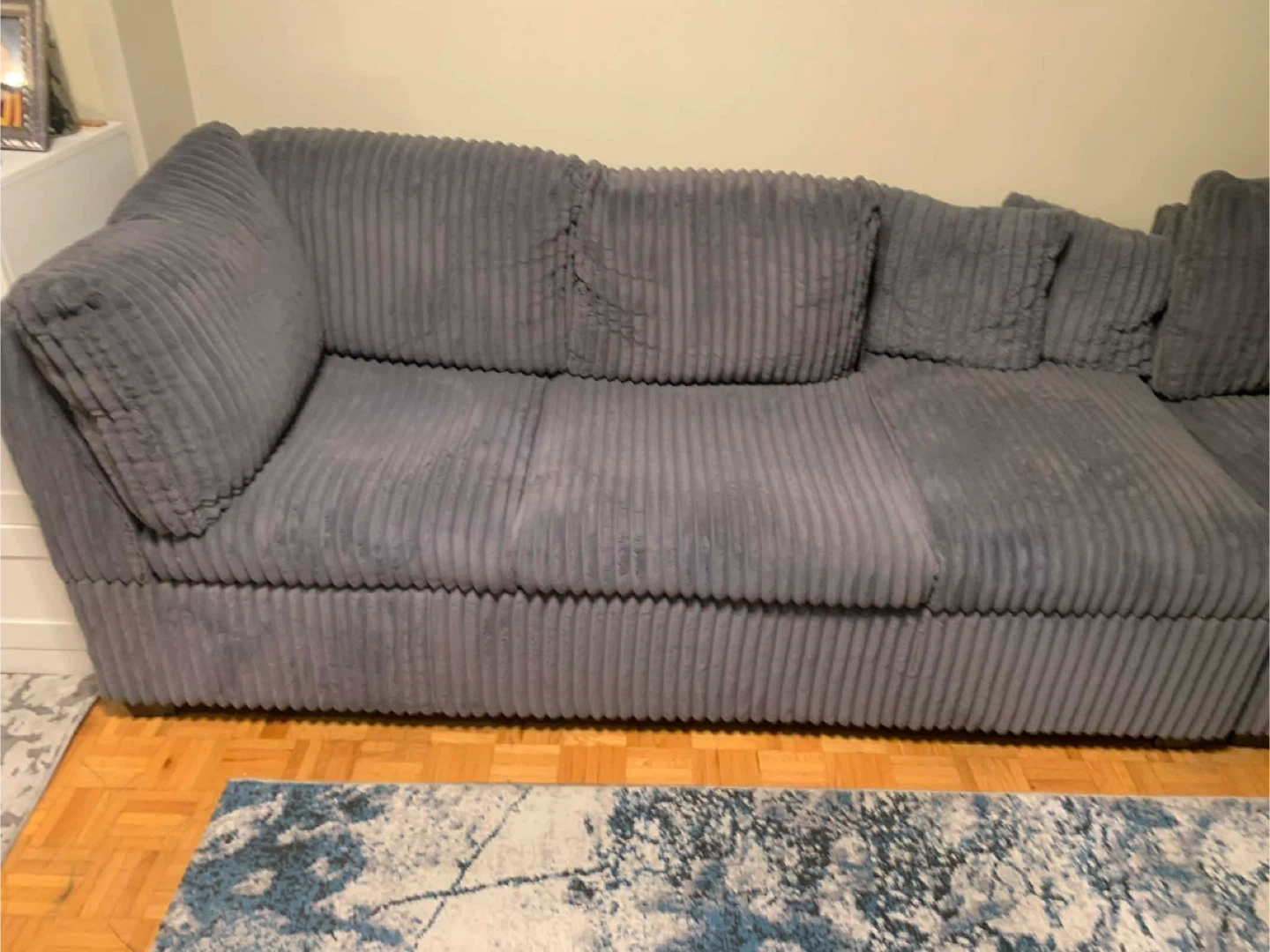Grey Corduroy Sectional Sofa - photo 3