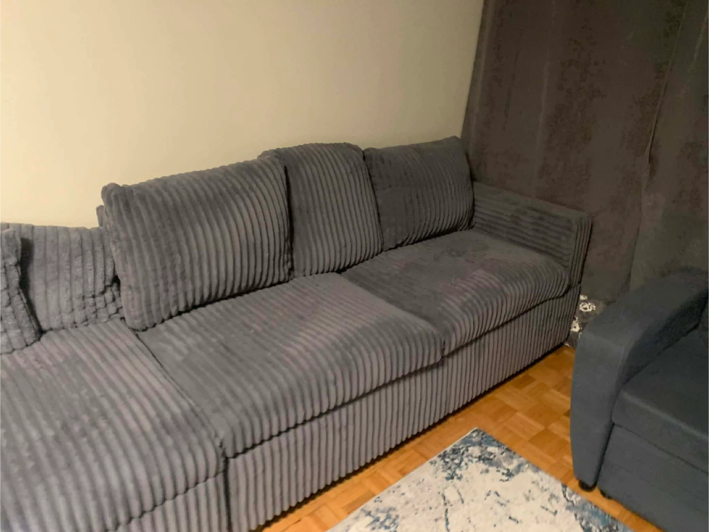 Grey Corduroy Sectional Sofa - photo 2