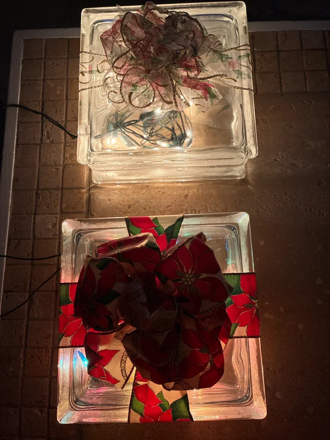 Decorative Glass Block Lights with Bows