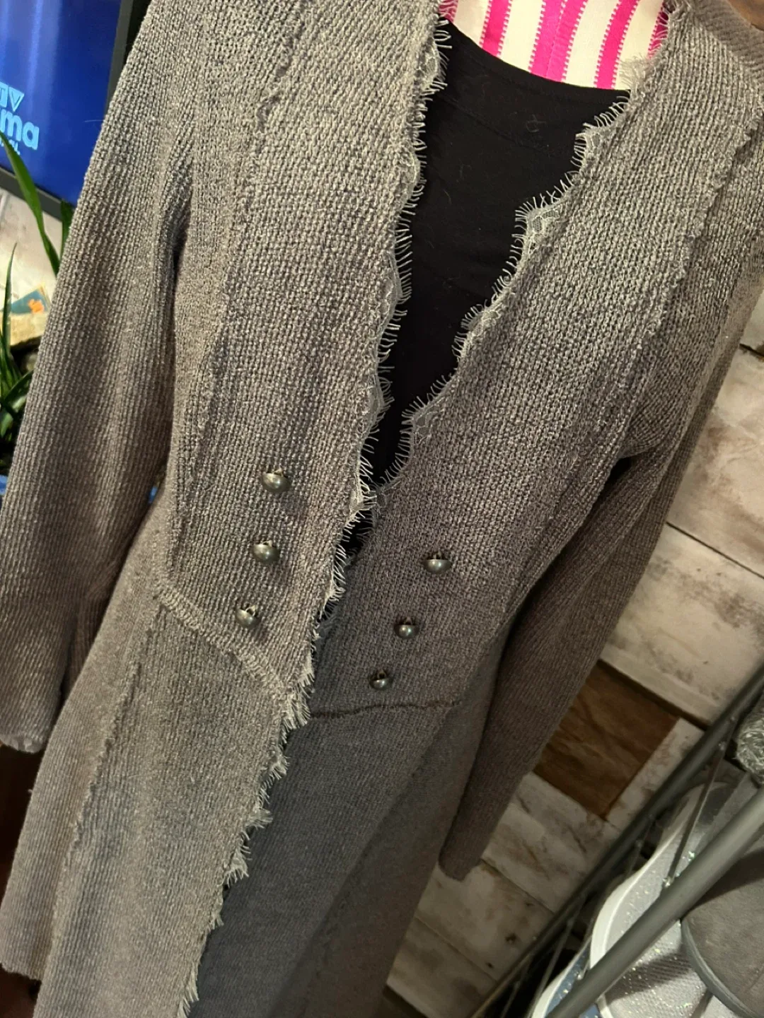 Vocal Grey Knit Coat