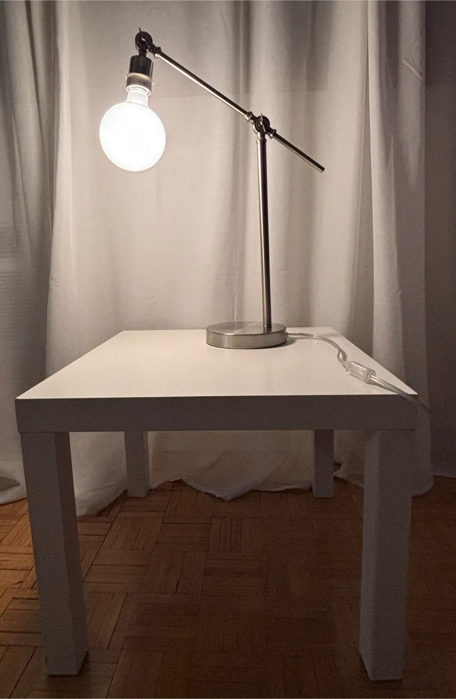 Stylish Silver Desk Lamp and IKEA Bedside Table image indicator(6)