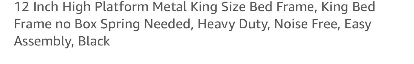 King Size 12 Inch Platform Metal Bed Frame - Black - photo 4