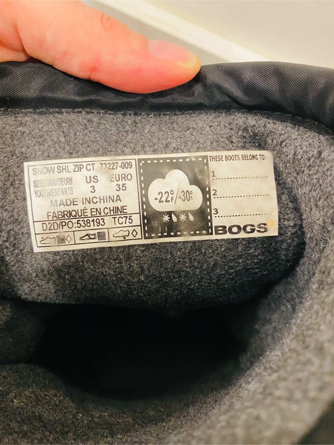 Bogs Snow Zip CT Youth Boots - US Size 3 image indicator(3)