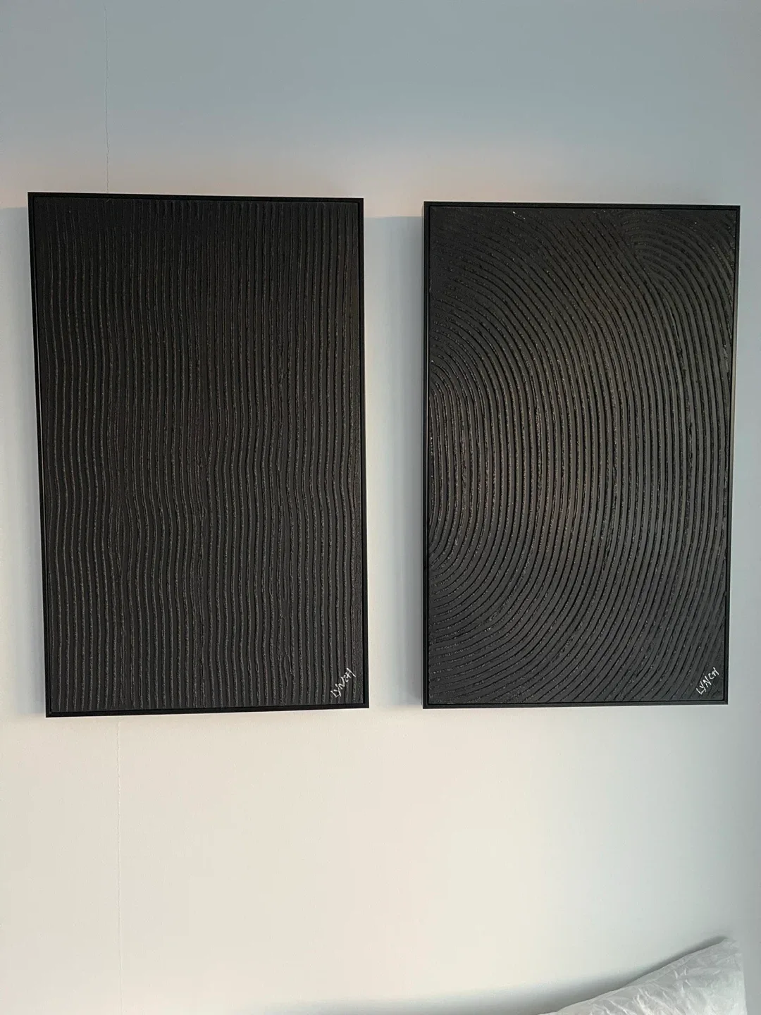 Set of 2 Black Textured Wall Art
