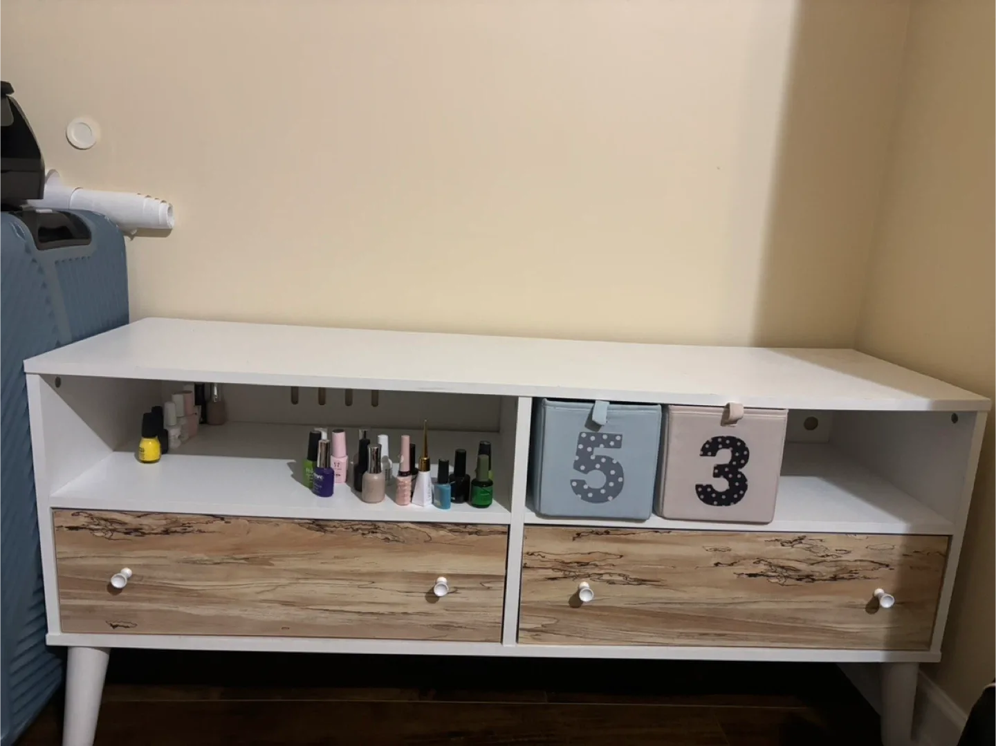 White & Wood TV Stand