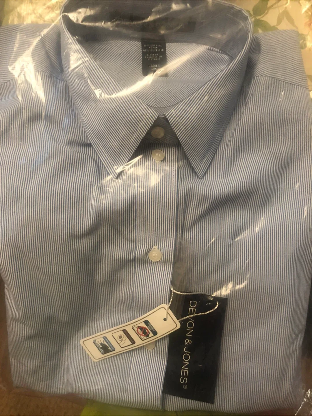 Devon & Jones Ladies' Shirt - Blue/White, M/M (New)