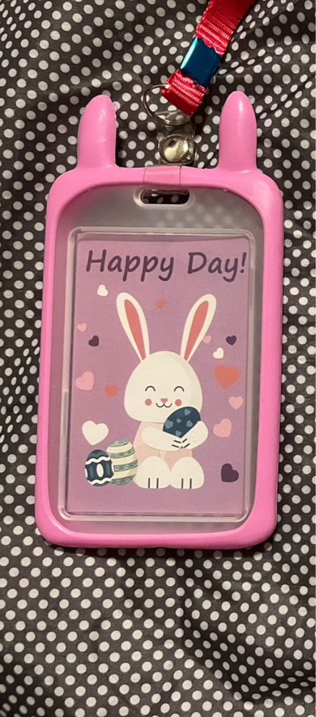 Pink Bunny ID Card Holder