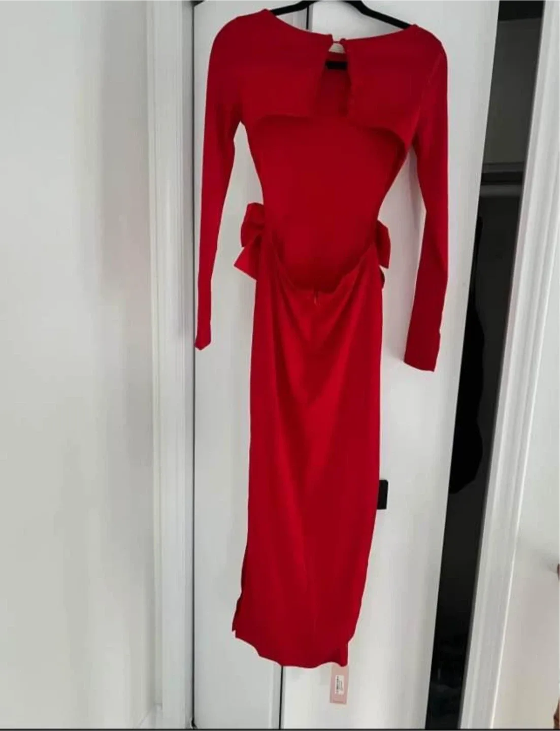 Red Bow Detail Midi Dress