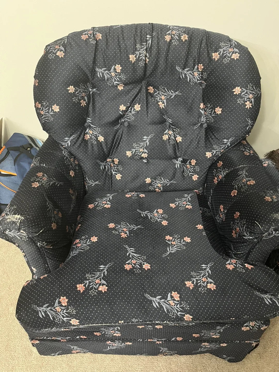 Floral Pattern Sofa, Chair, and Ottoman Set
