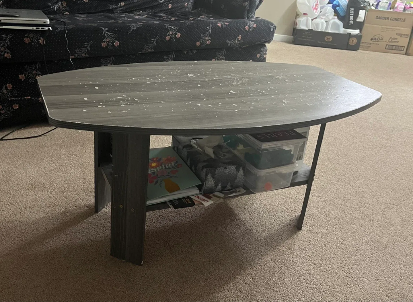 Grey Coffee Table with Shelf