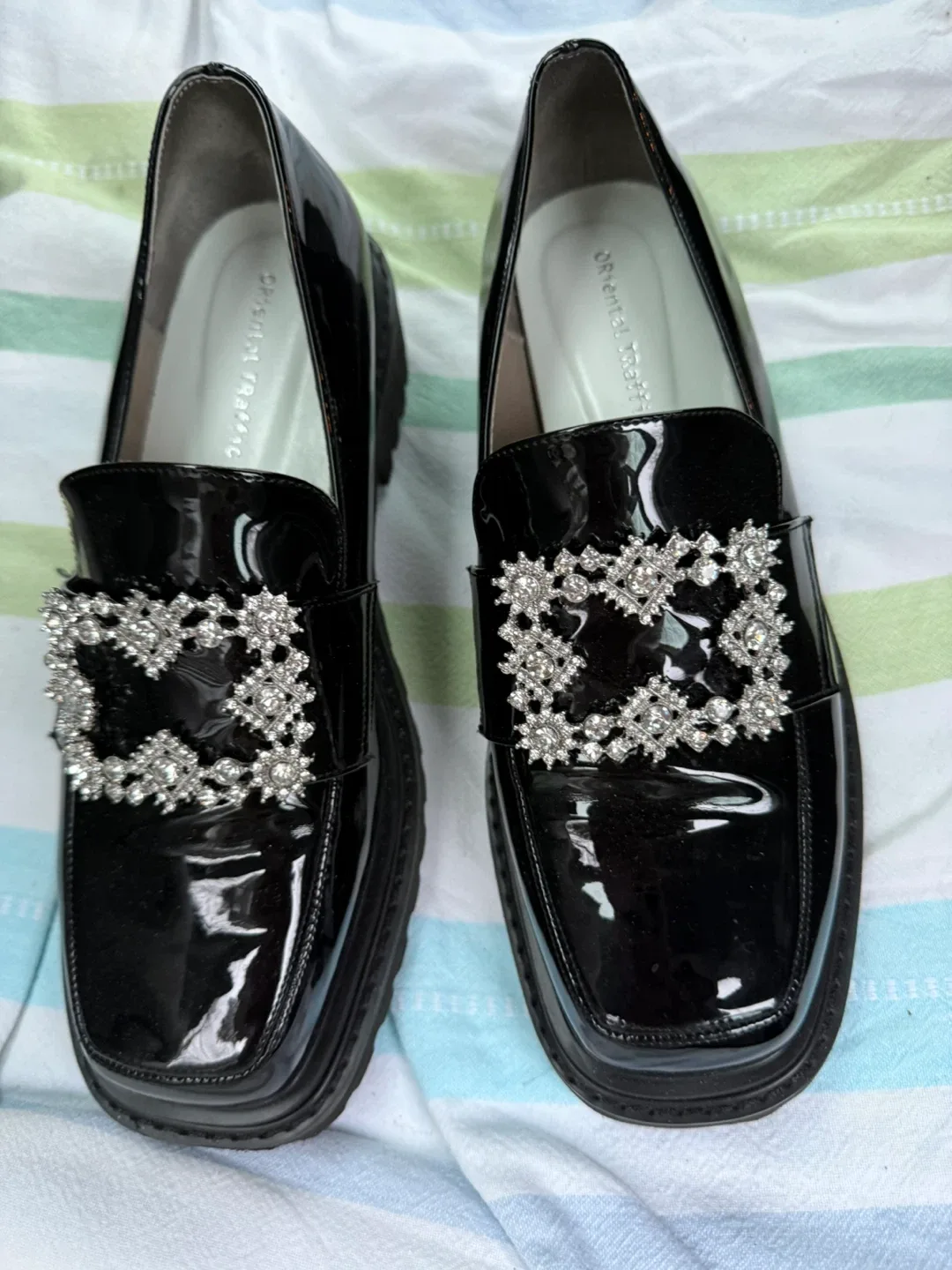 Oriental Traffic Black Embellished Loafers - Size 9